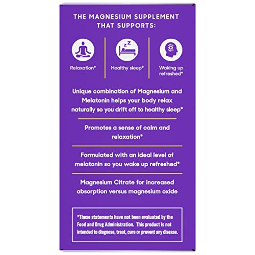 SlowMag MG Calm + Sleep Magnesium Citrate with Melatonin Supplement