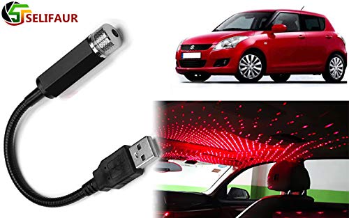 Selifaur – Car Interior Atmosphere LED Decorative Light Portable USB Ambient Roof Ceiling Star Laser Light for – Maruti Suzuki Swift New