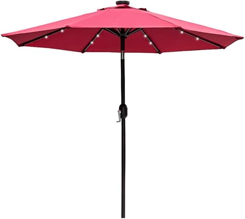 Amazon Com Sundale Outdoor 7 Ft Solar Powered 24 Led Lighted Patio Umbrella Table Market Umbrella With Crank And Push Button Tilt For Garden Deck Backyard Pool 8 Steel Ribs Polyester Canopy