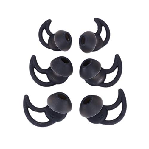 Replacement Silicone Ear Tips Earbuds Buds Stayhear Set for Bose QC30 QC20 SIE2i IE2 IE3 Soundsport Wireless Headphones, 3 Pairs (Black)