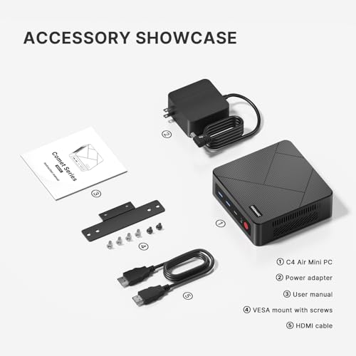 origimagic C4 Air Mini PC, Ryzen 5 3500U, RAM 8 GB DDR4 2400MHz, SSD 256 GB + Ranura NVMe PCIe 3.0, Gráfica Vega 8, 3 Pantallas 4K, WiFi 5/BT 5.0, Mini PC para Oficina, Negocios y hogar