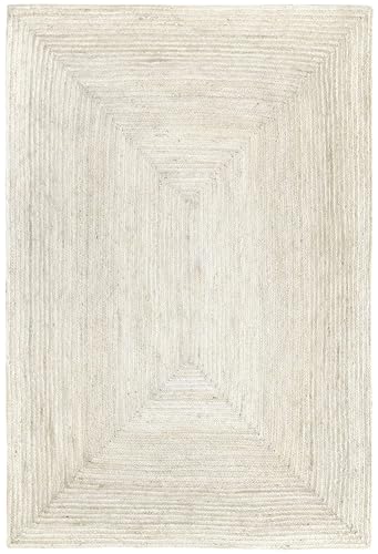 HAMID - Tapis Jute Naturel Alhambra, Couleur Ivoire, 100% Fibre de Jute, Tisse a la Main, Tapis de Salon, Couloir, Chambre, (200x300cm)