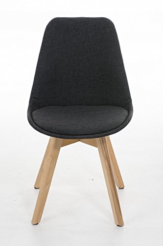 CLP-Sedia-Visitatore-Borneo-Imbottita-in-Tessuto-I-Sedia-Pranzo-4-Gambe-in-Legno-I-Sedia-Tulip-Design-rtro-con-Schienale-I-Sedia-Soggiorno-Grigio-Scuro-Telaio-Natura