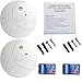 2 Pack Photoelectric Smoke and Fire Alarm & Detector, Battery-Operated(Not Hardwired) Smoke and Fire Detector with Test Button(9V Battery Included)