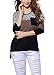 TraMulbery Womens Back Lace Color Block T-shirt Plaid Hem Casual Long Sleeve Blouses and Tops