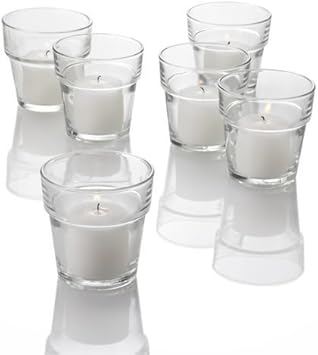 Set of 12 Flower Pot Votive Candle Holders, Clear Glass: Amazon.co.uk