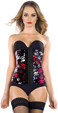 Doublean Women's Underbust Skull Pattern Corset Waist Cinchers Bustier