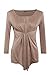 ETCYY Women's Long Sleeve Blouse Casual O Neck Drape T-shirt Tops,Coffee,X-Large