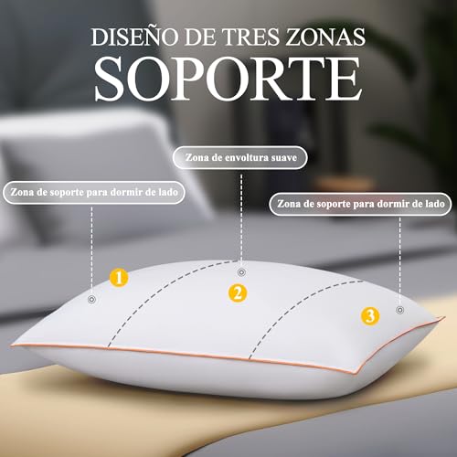 Orange Wave Feather Pillow 40 x 80 cm – Luxury Cushion 40 x 80 cm with Natural Down and Feathers, Soft and Ergonomic Comfort for Pleasant Nights, RDS Certified and Oeko-Tex Certified