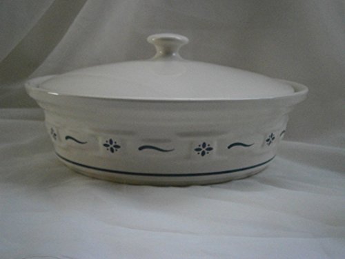 Click Here to See More Images LONGABERGER POTTERY Woven Traditions Classic BLUE Covered CASSEROLE 2 qt