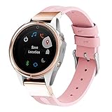 YOOSIDE for Fenix 5S/5S Plus Leather Watch Band, 20mm Quick Fit Metal Stainless Steel Hybrid Genuine Leather Watch Band Strap for Garmin Fenix 5S / Fenix 5S Plus Men Women (Rose Pink)