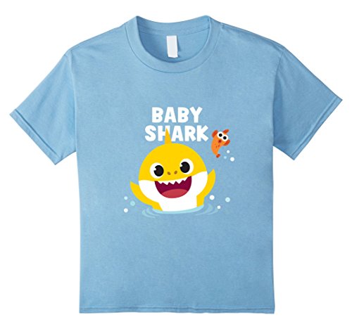 Kids Pinkfong Baby Shark t-shirt with text 4 Baby Blue