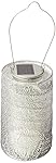 Allsop Home and Garden Soji Stella LED Outdoor Solar Lantern, Handmade with Weather-Resistant UV Treated Tyvek Fabric, Stainless Steel Hardware, Auto sensor on/off,  for Patio, Deck, Garden, Color (Silver)
