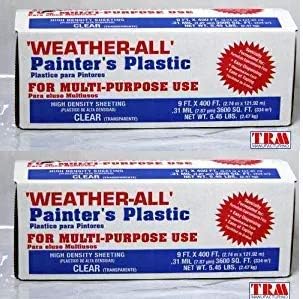 TRM Manufacturing HD9 Weatherall Painter's Plastic, Roll Size 9' X 400', Polythelene (Twо Расk)