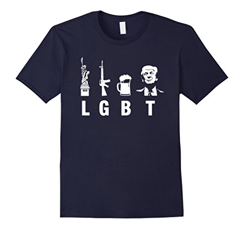 Men's Liberty Guns Beer Trump Support T-shirts Funny Parody LGBT Large Navy