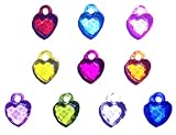 Pack of 10 Dazzling Heart Loom Charms for Silicone Band Loom Bracelets