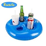 Feebria Inflatable Blue Drink Holders for Pool, Hot Tub, Ocean & River, Cupholder Floaties to Float Your Beverages for Parties & Beach (Single)
