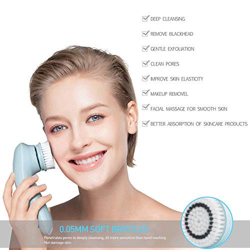 Facial Cleanser Brush, 3 in 1 Electric Rotating Facial Cleansing Brush USB Rechargeable Sonic Face Cleaners Scrubber SPA Skin Care Tool Beauty Instrument - Thumbnail 4