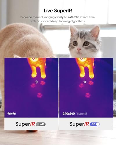 HIKMICRO E01 Thermal Camera with Laser Pointer, SuperScene Smart Scene Recognition, 240 x 240 SuperIR Resolution, Portable Infrared Thermal Imaging Camera with 11h Runtime, -20℃~400℃ Thermal Imager