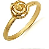 Sparkle Cut Rose Flower Fine Ring Real Solid 10K Gold