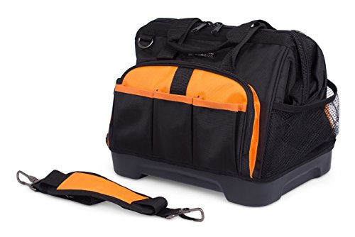 Internet's Best Soft Sided Tool Bag | 14 Inch | 16 Pockets | Wide Mouth Hard Base Tool Storage and Organizer Box
