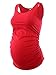 Liu & Qu Maternity Basic Tank Top Mama Clothes Neck Sleeveless Tops Women's Solid Side Ruching Vest Red L