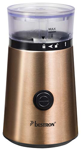 Bestron Moulin À Café Électrique Avec Lame En Acier Inoxydable, Capacité : 50G, 150 W, Acier Inoxydable, Design Cuivré