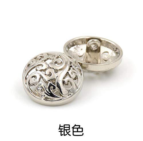 10 pcs Hollow Metal Sewing Button - 25mm Suit Button Set for Blazer, Suits, Coat, Uniform, Jacket,Silver,Q361 - Thumbnail 3