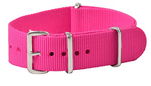 Fanmis 20mm Nylon Solid Neon Pink Interchangeable Replacement Watch Band Strap