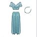RUEWEY Womens Jasmine Princess Cosplay Belly Dance Dress Up Anime Lamp Costumes Party Adventure Outfit (M, Light Blue)