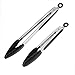 Chef's Life Barbeque Kitchen Tongs, 12 Inch & 9 Inch Non Stick Tongs for Cooking, with Joint Lock, Stainless Steel, Non Stick Silicone Tip, for BBQ, Cooking, Grilling, Salad, Black