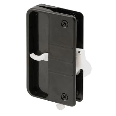 Slide-Co 12324 Screen Door Latch and Pull with Security Lock, Black Plastic
