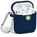 Airpods Case, GMYLE Silicone Protective Shockproof Wireless Charging Airpods Earbuds Case Cover Skin with Keychain kit Set Compatible for Apple AirPods 1 & 2 – Navy Blue (Front LED Visible)thumb 1