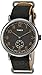 Timex Men's TW2P86700 Weekender 40 Mini-Sweep Titanium-Tone/Black Leather Slip-Thru Strap Watch