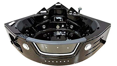 2 Person Bathtub Black Corner Unit Jetted Whirlpool 29 Massage
