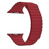 Apple Watch Band 38mm, BRG Leather Loop with Adjustable Magnetic Closure iWatch Band Replacement Strap for Apple Watch Series 1 Series 2 Sport and Edition 38mm Medium - Red