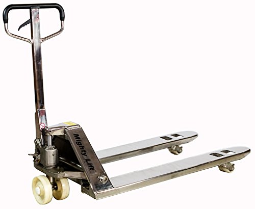 Mighty Lift ML55SS Heavy Duty Stainless Steel Pallet Jack/Truck, 5500 lb Capacity, 27" x 48"