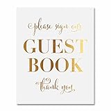 Guest Book Gold Foil Poster Sign Art Print Wedding Reception Seating Signage Bridal Shower Brunch & Bubbly Poster Decor 8 inches x 10 inches E18
