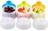 Snack Dispenser, Kidsmile Twist-Lock Stackable Portable Baby Snacks Storage Containers / BPA Free Mini On-the-Go Food Containers / Set of 3 in Orange, Green and Blue