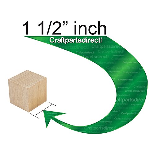 Wooden Cubes - 1-1/2 Inch - Wood Square Blocks for Photo Blocks, Crafts & DIY Projects (1-1/2") - by Craftparts Direct - Bag of 10