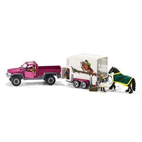 Schleich North America Pick Up with Horse Trailer Playset