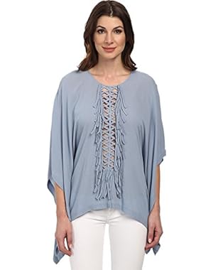 BCBGMAXAZRIA Womens Fringe Woven Top