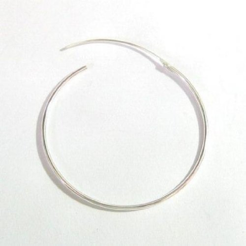 2 pcs .925 Sterling Silver Ear Wire Plain Hoop Earrings Earwires Chandelier Connector 25mm / Findings / Bright