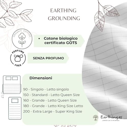 Earthing Grounding Sheet in Organic Cotton with Silver Fibre – Ground Connection with Cable and Adapter – Stress Reduction, Better Sleep and Renewed Energy 200 x 200 x 30 cm)