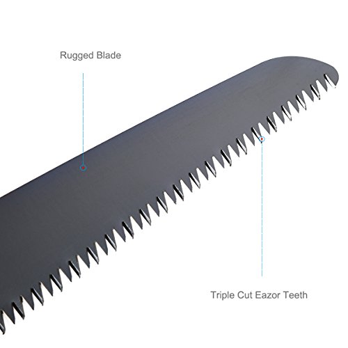 Pruning Saw with Sheath, VECOO Heavy Duty Gardening Saw 15.7 Inch Curved Blade Hand Saw Comfort Handle with Saw Blade Enclosure - Perfect for Trimming Trees,Plants,Shrubs,and More - Yellow Handle