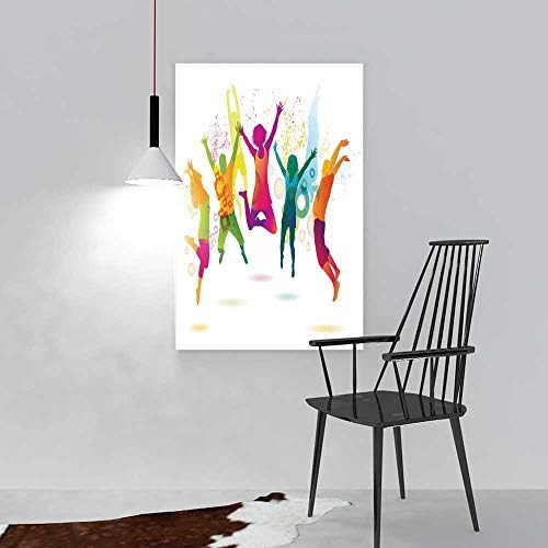 SOCOMIMI Color Wall Art Painting Frameless Young People on The Party The Dancing Teenagers Hotel Office Decor Gift Piece W20 x H28