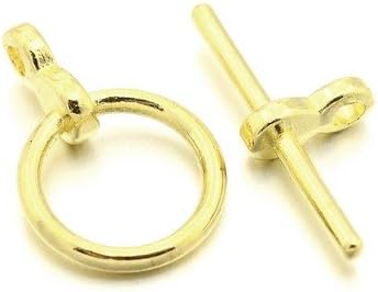 Tibetan Zinc Clasps & Toggles Golden Round 12 x 19mm Pack of 20