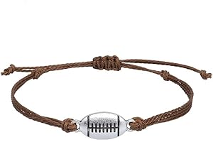 YOCOYEE Football Volleyball Baseball Rugby Basketball Bracelet Waterproof Wax Thread Woven Adjustable Rope Bracelets for Women Men Sport Fans Jewelry