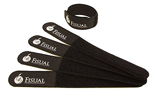FISUAL Chunky Reuseable Hook & Loop Cable Ties Wraps (40 Pack, Black)