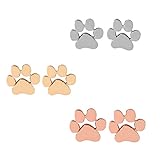 T-PERFECT LIFE 3 Pairs Cute Cat Dog Paw Studs Earrings Dog Lovers Jewelry
